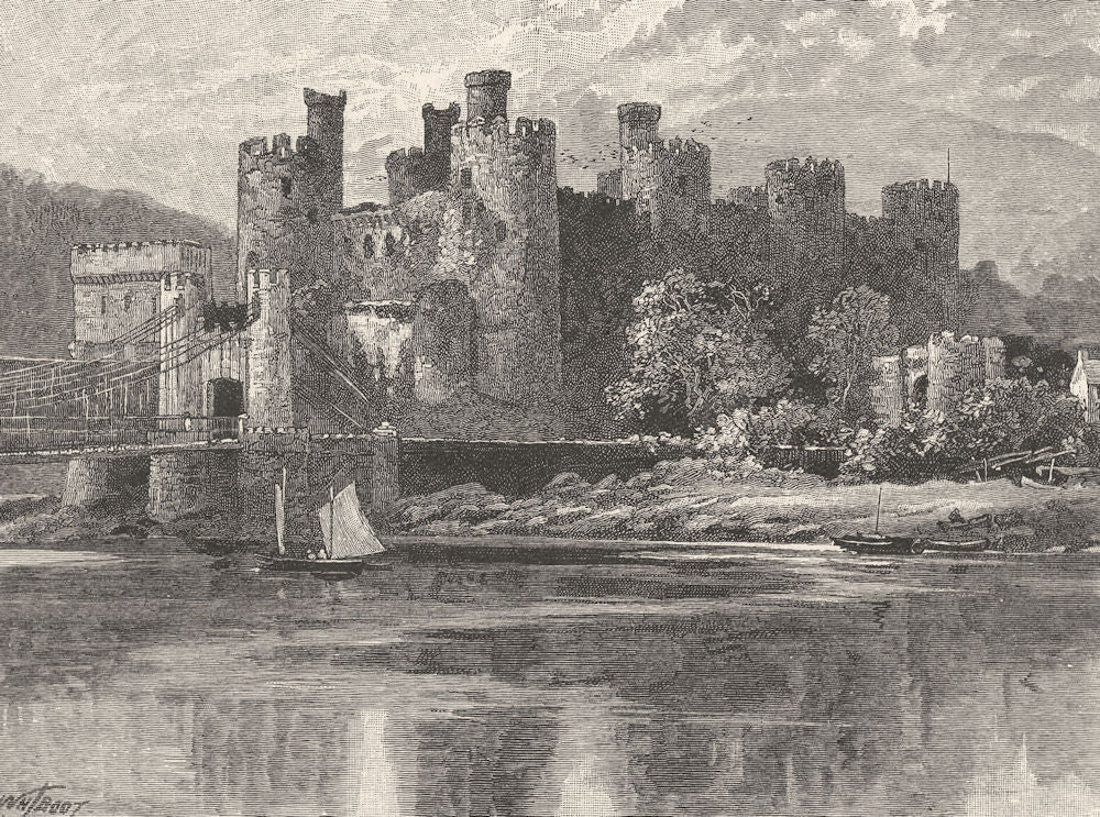 WALES. Conwy Castle 1901 old antique vintage print picture